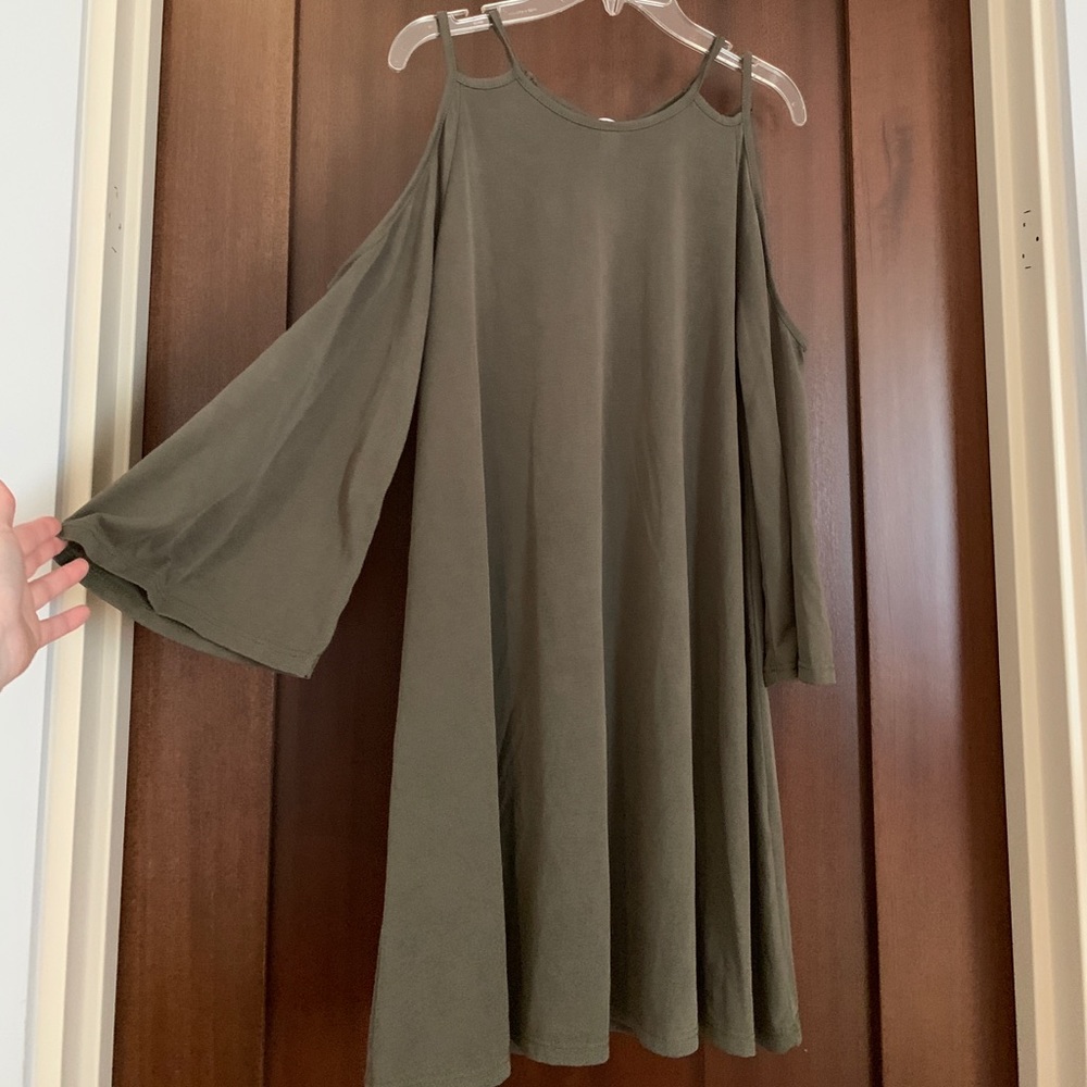 Green off the shoulder dress